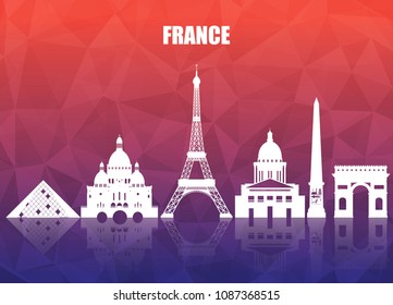 France Landmark Global Travel And Journey paper background. Vector Design Template.used for your advertisement, book, banner, template, travel business or presentation.