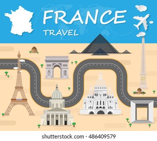 France Landmark Global Travel And Journey Infographic Vector Design Template.vector