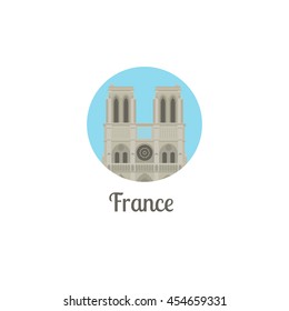 France landmark isolated round icon. Vector illustration