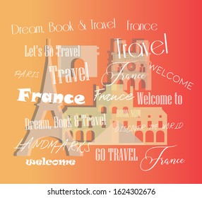 France Landmarks and Tipography Types