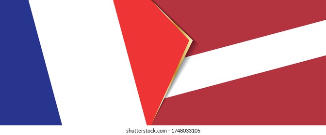 Banderas de Francia y Letonia, dos banderas vectoriales símbolo de relación o enfrentamiento.