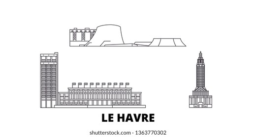 France, Le Havre line travel skyline set. France, Le Havre outline city vector illustration, symbol, travel sights, landmarks.