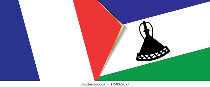 Frankreich und Lesotho Flaggen, zwei Vektorfahnen Symbol für Beziehung oder Konfrontation.