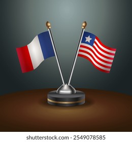 Tabela da França e Libéria sinaliza relação com plano de fundo gradiente. Ilustração de vetor