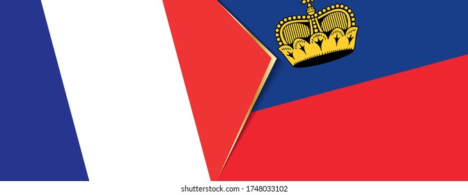 France and Liechtenstein flags, two vector flags symbol of relationship or confrontation.