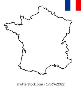 Mapa vectorial de alta calidad de Francia simple dibujo de línea a mano