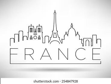 France Line Silhouette Typographic Design