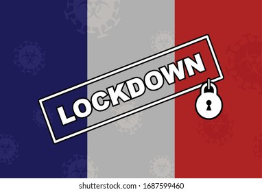 FRANCE LOCKDOWN. Lockdown Coronavirus Design Vector, Quarantine Design Vector, 