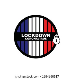 Bloqueo de Francia para prevenir la propagación o el brote de coronavirus, Vector de diseño de bloqueo, Vector de diseño de coronavirus de cierre, Bloqueo de Covid 19, 