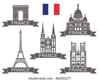 France logo. Isolated France architecture on white background. EPS 10. Vector illustration