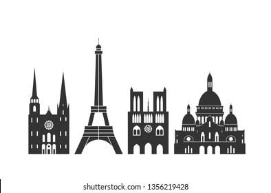 France logo. Isolated French architecture on white background