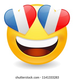 France Love Emoji Face Vector Design Art Trendy Communication Chat Element