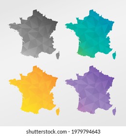 France Low Poly Map Clip Art Design. Geometric Polygon Graphic National Icon. Vector Illustration Symbol.