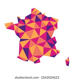 France low poly style map. Geometric map simple abstract tech style.