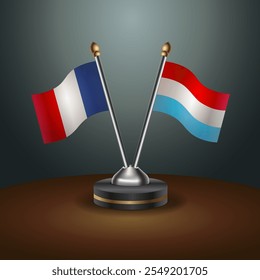 France and Luxembourg table flags relation  with gradient backgrund. Vector Illustration