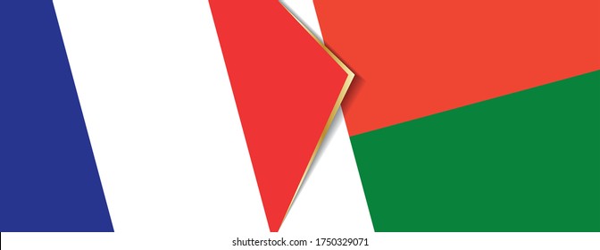 France and Madagascar flags, two vector flags symbol of relationship or confrontation.