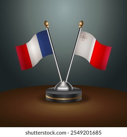 La tabla de Francia y Malta marca la relación con el fondo de gradiente. Ilustración vectorial