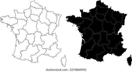 France Map, 2 colour in 🇫🇷 FANCE 🇫🇷 map, flat design illustration vector