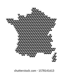 France map from 3D black cubes isometric abstract concept, square pattern, angular geometric shape. Vector illustration.