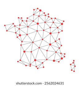 France map. Abstract geometric map - connection mesh lines.