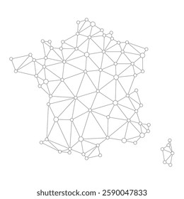 France map. Abstract geometric map - connection mesh lines.