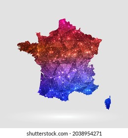 France map background in polygonal style. Vector illustration low poly colorful France map of isolated. Vector EPS 10.