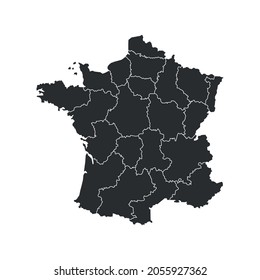 Francia mapea el fondo con las provincias. Mapa de Francia aislado de fondo blanco. Ilustración del vector
