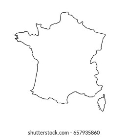France map of black contour curves of vector illustration