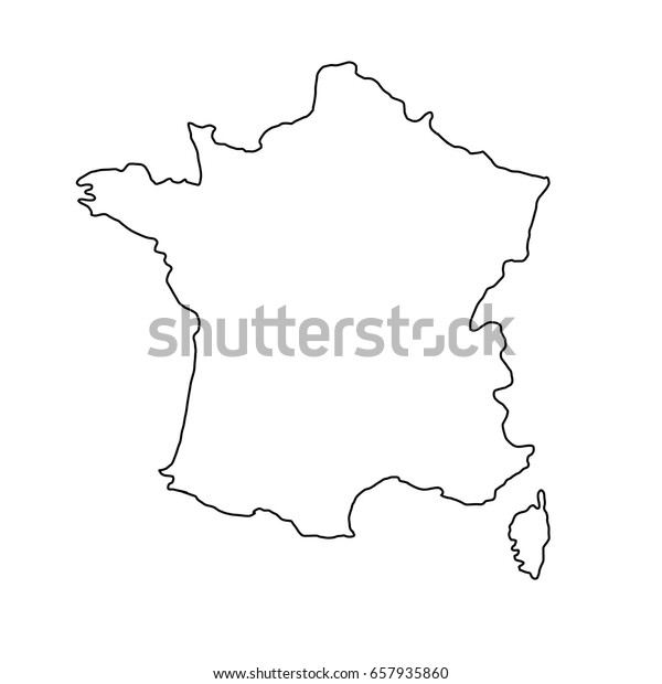 ベクターイラストの黒い輪郭曲線のフランスの地図 のベクター画像素材 ロイヤリティフリー