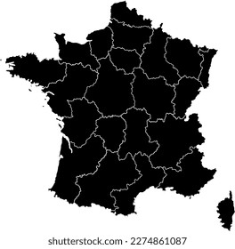 France Map, Black highlighted in 🇫🇷 FANCE 🇫🇷 map, flat design illustration vector