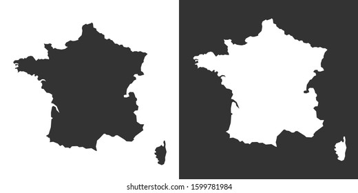France Map With Black and White Vector