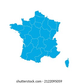 Ilustración de vectores de color azul de Mapa de Francia