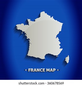 France map blue line 3D vector 