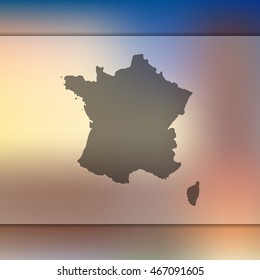 France map. Blurred background with silhouette of France map. Vector silhouette of France map