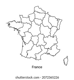France map color line element. Border of the country.