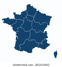 Francia cartografía el vector de color moderno. Mapa de silueta. sobre fondo blanco. 