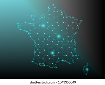 France. Map. Constellation. vector