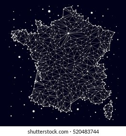 France. Map. Constellation. Vector