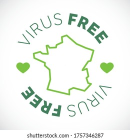France map cornavirus free zone. Virus clear area.