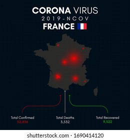 France map of Coronavirus (Covid-19), Close-up countries with Covid-19, Covid 19 map confirmed cases report worldwide globally. Coronavirus disease 2019 situation update worldwide coronavirus spread