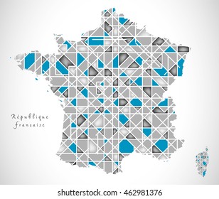 France Map crystal style artwork