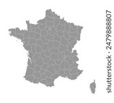France map with departments. Vector illustration.