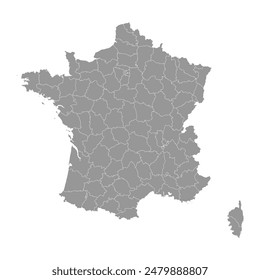 France map with departments. Vector illustration.