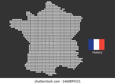 France map design white square, black background with flag France.