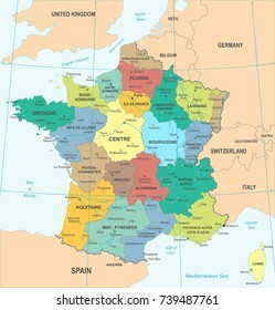 France Map - Detailed Vector Illustration