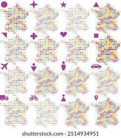 France map in different icon shapes.eps
