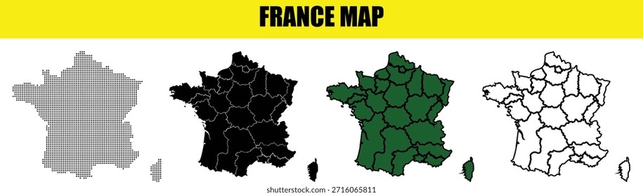 Mapa de Francia con diferentes estilos y colores