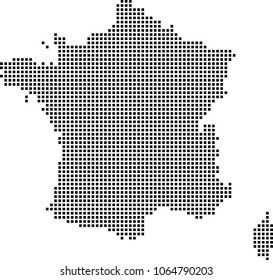 France map dots vector outline illustration background. Dotted map of France country. Creative pixel art map with highly detailed border