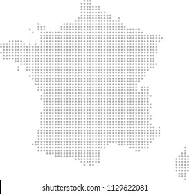 France map dots vector outline, dotted map, point patterns map faded gray background image art
