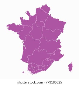 France map. Each city and border has separately. Vector illustration eps 10.